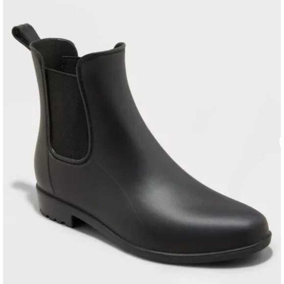 Women’s A New Day Waterproof Black Chelsea Rain Boots Size 7 NEW - Picture 1 of 11